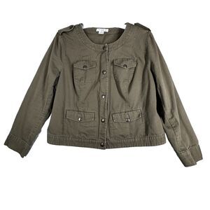 Liz Claiborne Jacket Womens 2X Army Green Casual Fatigue Jacket Military Utility